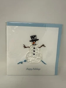 Quilling Card 3-D Christmas Greeting Card - SNOWMAN - QUL-X-0607 New And Unique - Picture 1 of 6