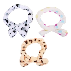 3 piezas diademas de terciopelo coral moño maquillaje lazos de lavado de vellón - Imagen 1 de 12
