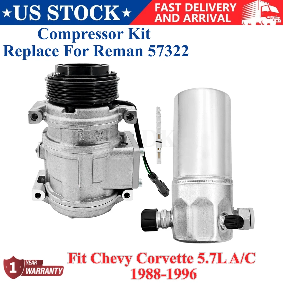 For 1988-1996 Chevy Corvette 5.7L A/C Compressor Kit Replace For Reman 57322 - Image 1 of 4