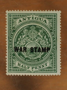 ANTIGUA KGV 1/2d GRÜNAUFDRUCK KRIEGSMARKE MM - Bild 1 von 2