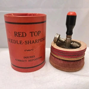 Antico Affila Aghi Fonografo Top Rosso Non Testato Ricambi o Riparazione - Foto 1 di 16