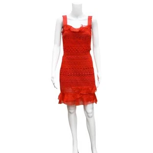 OSCAR DE LA RENTA Red Lace Mini 2PC Dress Size 4 - Picture 1 of 7