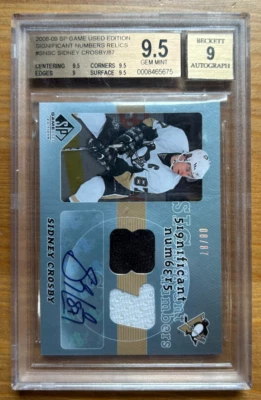 2008-09 SP Game Used Sidney Crosby Significant Numbers Relics Auto BGS 9.5/9 - Image 1 of 2