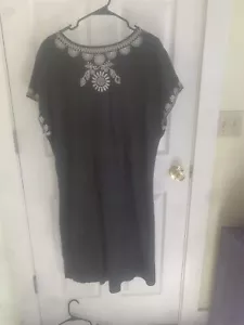 Johnny Was Black Linen Embroidered Dress P/XL - Picture 1 of 5