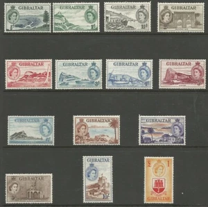 GIBRALTAR 1953-59 SG 145/58 the full 1953-9 QE2 set of 14 VLMM Cat £190 - Picture 1 of 2