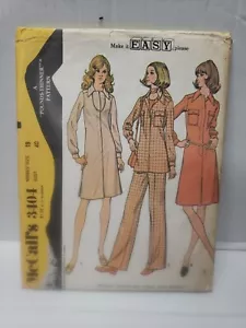 McCalls 1972 Sewing Pattern #3404 Size 18 Misses Dress or Tunic & Pants -Cut- - Picture 1 of 6