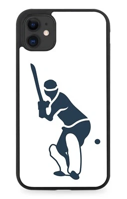 Cricket Player Silhouette Rubber Phone Case Playing Batting Batter Shape J173 — 第 1/2 张图片