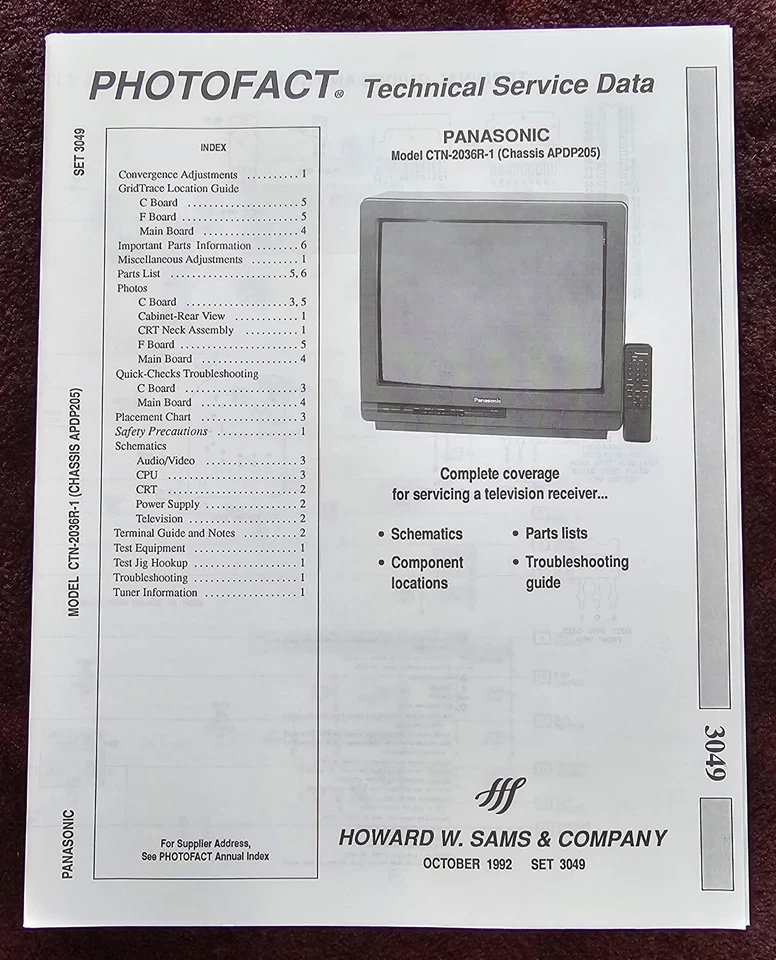 Manual de servicio Sams Photofact 3049 para Panasonic CTN-2036R-1 Foto 1 de 1