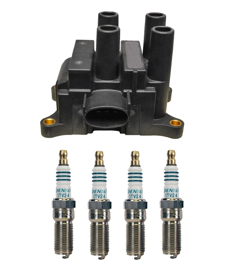 Kit de bobina de encendido Denso y 4 bujías de alimentación de iridio .032 para Ford Focus 2.0 L4 Foto 1 de 1