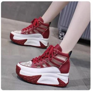 Scarpe per donna con zeppa interno 10cm lacci casual sport ginnastica da 34 a 39 - Foto 1 di 12