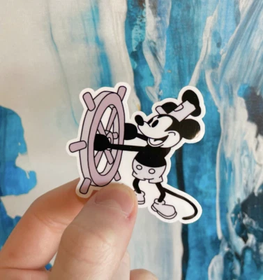 STICKER SURPLUS Steamboat Willie Wheel Sticker I Gloss or Holographic Laminate l Waterproof Deca