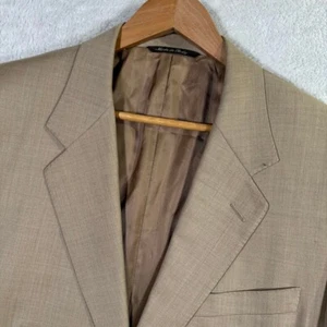VINTAGE CANALI Mens 44L Beige 100% Wool Blazer Sport Coat Jacket Casual Preppy - Picture 1 of 13