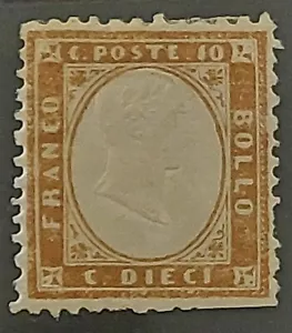 REGNO DI ITALIA 1862 - 10c, SASS. # 1f ,MH. SASS. CV. 6000E. SEE SCANS! - Picture 1 of 3