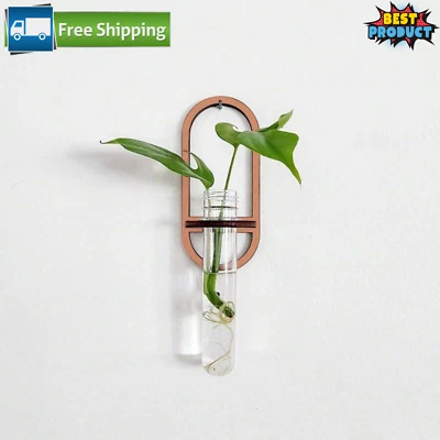 Wall Planter Vase Bohemia Flower Wooden Hanging Indoor Plant Propagation Station - Image 1 of 4