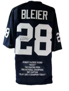 Camiseta deportiva de fútbol americano personalizada autografiada de Rocky Bleier con estadísticas de Notre Dame JSA - Imagen 1 de 6