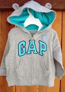 NEW Baby Gap Bear arch Logo Zip Hoodie 6-12 3-6 6M light heat (gray) Jacket Boys - Picture 1 of 3