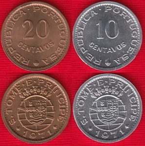 Sao Tome and Principe set of 2 coins: 10 - 20 centavos 1971 UNC - Picture 1 of 1
