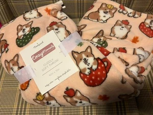 New Fall Corgi Mushroom Teacup Apples Oversized Plush Throw Blanket 60in x 70in - Picture 1 of 3