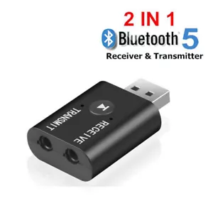 Bluetooth 5.0 Audio Transmitter Receiver Mini 3.5mm AUX USB Wireless Adapter - Picture 1 of 12