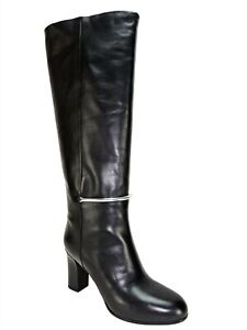 Via Spiga Women's Shaw Tall Knee High Boots Black Leather Size 10 M