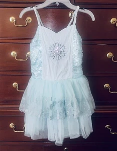 Disney Store Frozen Princess Dress Blue Rhinestone Snowflake Sparkly Dress 7/8 - Picture 1 of 1