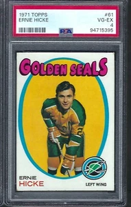1971 Topps Hockey # 61 Ernie Hicke Golden Seals VG EX PSA 4 - Picture 1 of 1