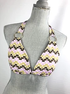 Mossimo Womens Small Brown Pink Gold Honeycomb Triangle Bikini Swim Top - Picture 1 of 7