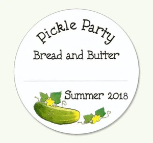 12 2-1/2 -INCH Round ~ BREAD & BUTTER PICKLES STICKERS MASON JAR LABELS KIMMERIC - Picture 1 of 2