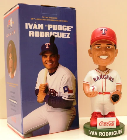 2022 IVAN "PUDGE" RODRIGUEZ TEXAS RANGERS 50th ANNIVERSARY SERIES BOBBLEHEAD NEW Cover