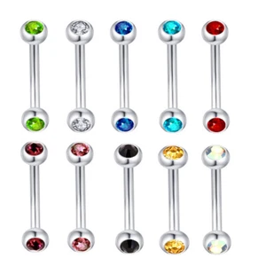 4pc 16g Steel Crystal 3/4/5mm Ball Eyebrow Ring Ear Stud Curved Barbell Piercing - Picture 1 of 19