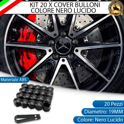 KIT 20 X COVER COPRIBULLONI COPRI BULLONE NERO LUCIDO 19MM PER MINI CLUBMAN R55 - Immagine 1 di 4