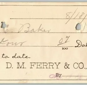 1900 $4.07 Check From Ephraim Baker* to D. M. Ferry Co. (Seed Company) - Picture 1 of 3