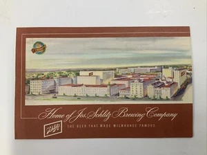 Schlitz Brewing Co Milwaukee Wisconsin cerveza vista aérea 1960 postal vintage - Imagen 1 de 2