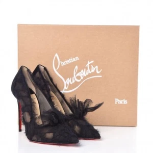 Christian Louboutin Toufrou Zapatos de salón de organza de gamuza negros UE 35 auténticos usados - Imagen 1 de 11
