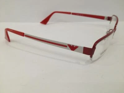 EMPORIO ARMANI EA9675 ST0 NEON RED METAL SEMI RIM EYEGLASSES 51-19-140 ITALY RX - Image 1 of 4