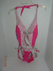 Daisy's Swim wear  Mokini hot pink L NWT lace trimmed leopard ribbon swimsuit