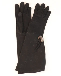 Guantes vintage negros Elvette by dawnelle talla 6 cuentas bling 13" largo x 3" ancho - Imagen 1 de 4
