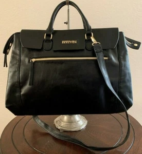 Kenneth Cole Reaction Black Faux Leather Briefcase Carry-all Shoulder bag - Picture 1 of 12