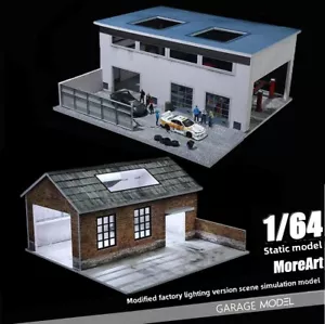 Diorama 1/64 Auto Garage Modell Beleuchtung Stadt Fabrik Gebäude Szene Vitrinenmodell - Bild 1 von 56