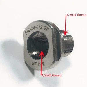 1 Stück 1/2-28 ID Auf 5/8-24 OD Gewindeadapter Edelstahl Silbergelenkverbinder - Picture 1 of 8
