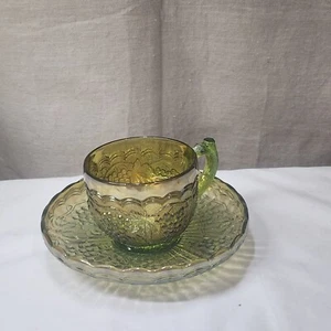 Vintage Imperial Glass Grape Helios Carnival Glass Cup and Saucer - Picture 1 of 4