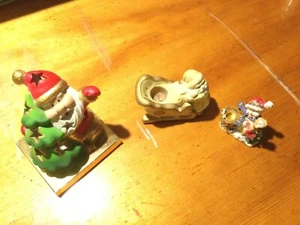 3 Kerzenständer Weihnachtsmann  Schneemann  Teelichthalter Weihnachten - Bild 1 von 7