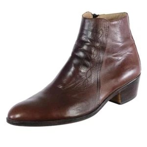 Stivaletti vintage BALLY con tacco stile western tg. Pelle marrone scuro 10,5 M ITALIA - Foto 1 di 9