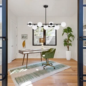 Modern Black Globe Linear Chandelie Sputnik Hanging Pendant Lighting for Kitchen - Picture 1 of 23