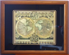 Planisphaerium Terrestre VTG Gold Foil World Map AFTER Adam Zurner Peter Schenk