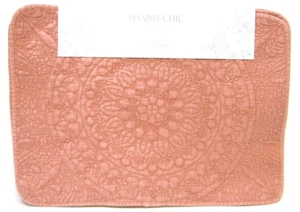 Set / 4 Shabby Chic Cotton Quilted Rectangular Placemats Dusty Soft Terracotta - Picture 1 of 1