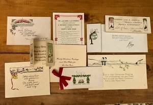 Lotto 9 biglietti di auguri vintage Natale Capodanno compleanno antichi - Foto 1 di 12