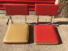 2 Vintage Red White Folding Stadium/Boat Bleacher Padded Seat Chairs