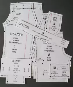 Lee & Pearl 1004 Pattern Long Pants, Cargo Shorts for 18" Doll Cut Complete - Picture 1 of 3