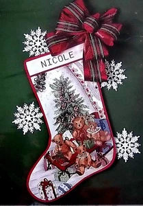 Candamar Stocking TEDDY BEARS' CHRISTMAS Enhanced Cross Stitch Kit  17" 1992 - Bild 1 von 3